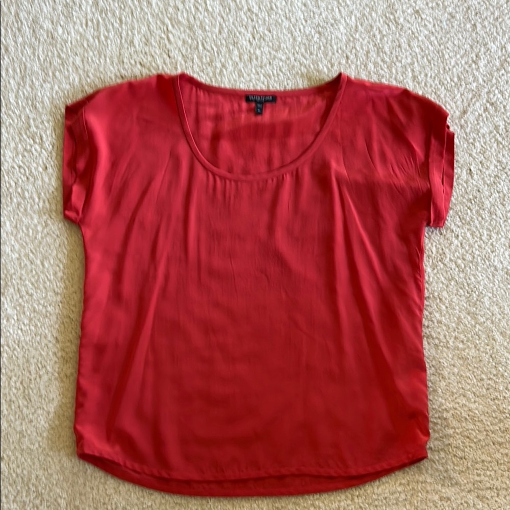 Eileen Fisher Red Boxy Blouse Relaxed Fit